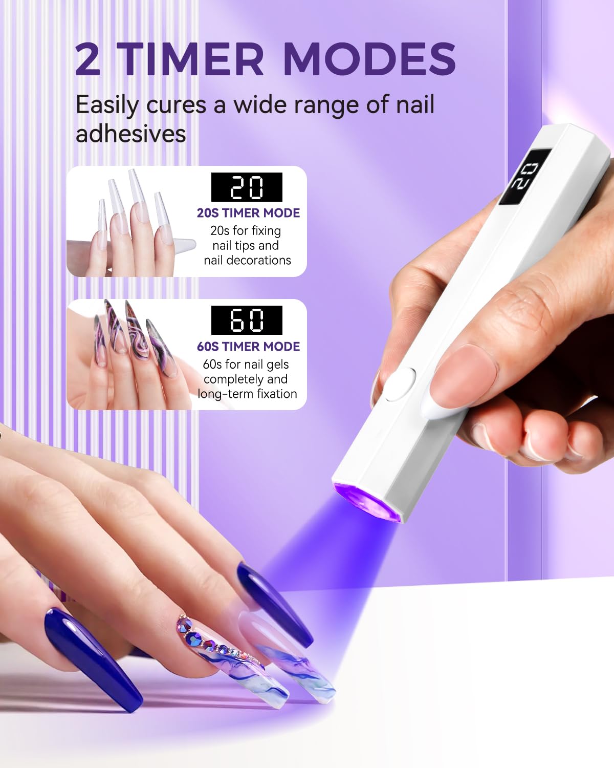 mlogiroa Mini UV Light for Nails with 2 Timer Settings