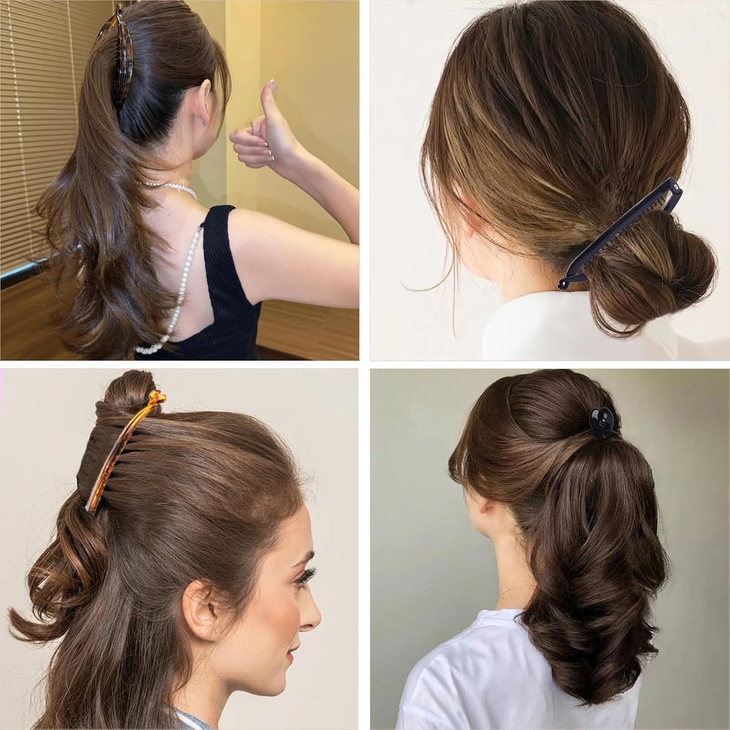 Banana Hair Clips - Vintage 6 Pcs Classic Fish Shape Ponytail Holders | Hair Accessories for Women