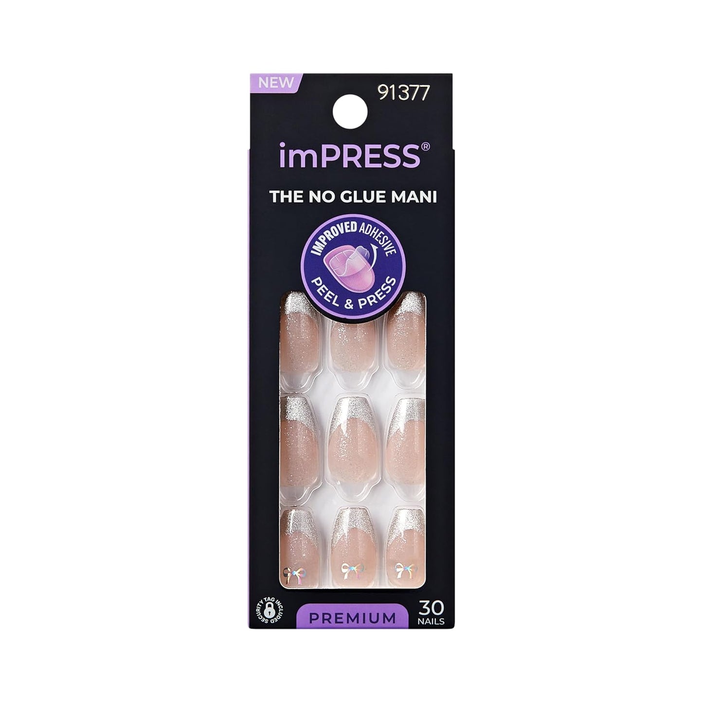 Kiss Impress No Glue Mani Press-On Nails - 'Best Life' Almond Shape, Blue | Medium Size, 30 Nails & Accessories
