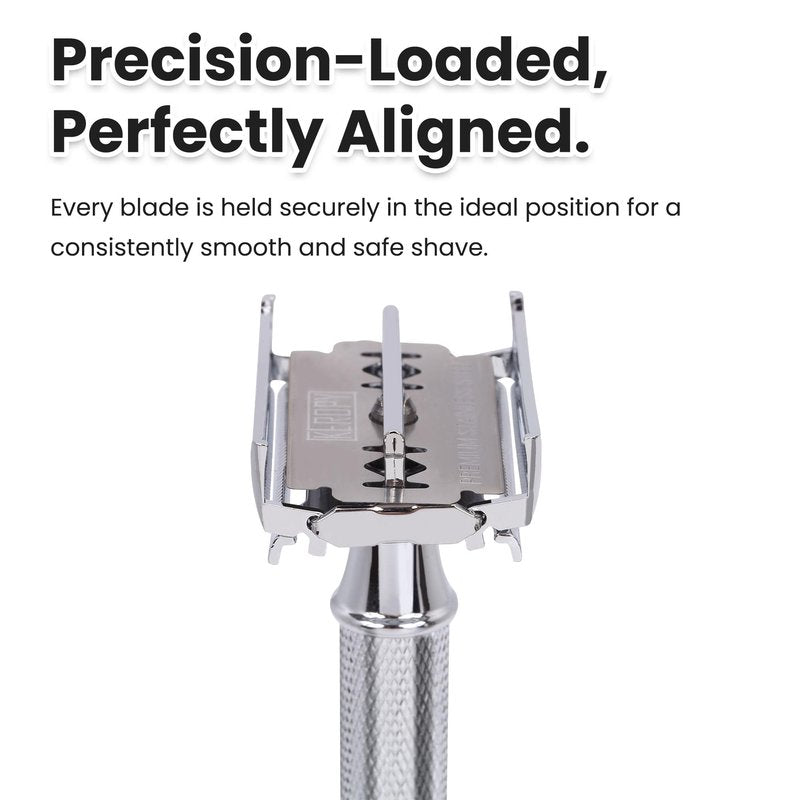 Keropy Safety Razor for Men, Butterfly Open Weighted Heavy Handle Razor,10 Premium Stainless Steel Blades, Vote for classic metal quality, rather than paying for overpriced blades.