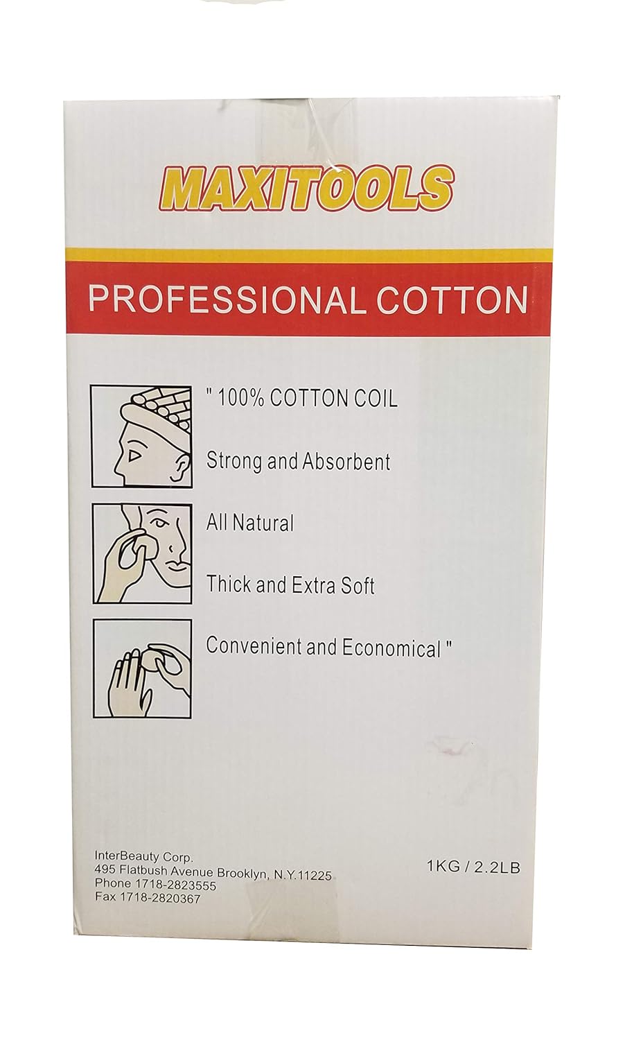 MAXITOOLS Cotton Roll Coil - Professional Dispenser Box for Hair & Nail Salons | 2.2 Lb. Coil