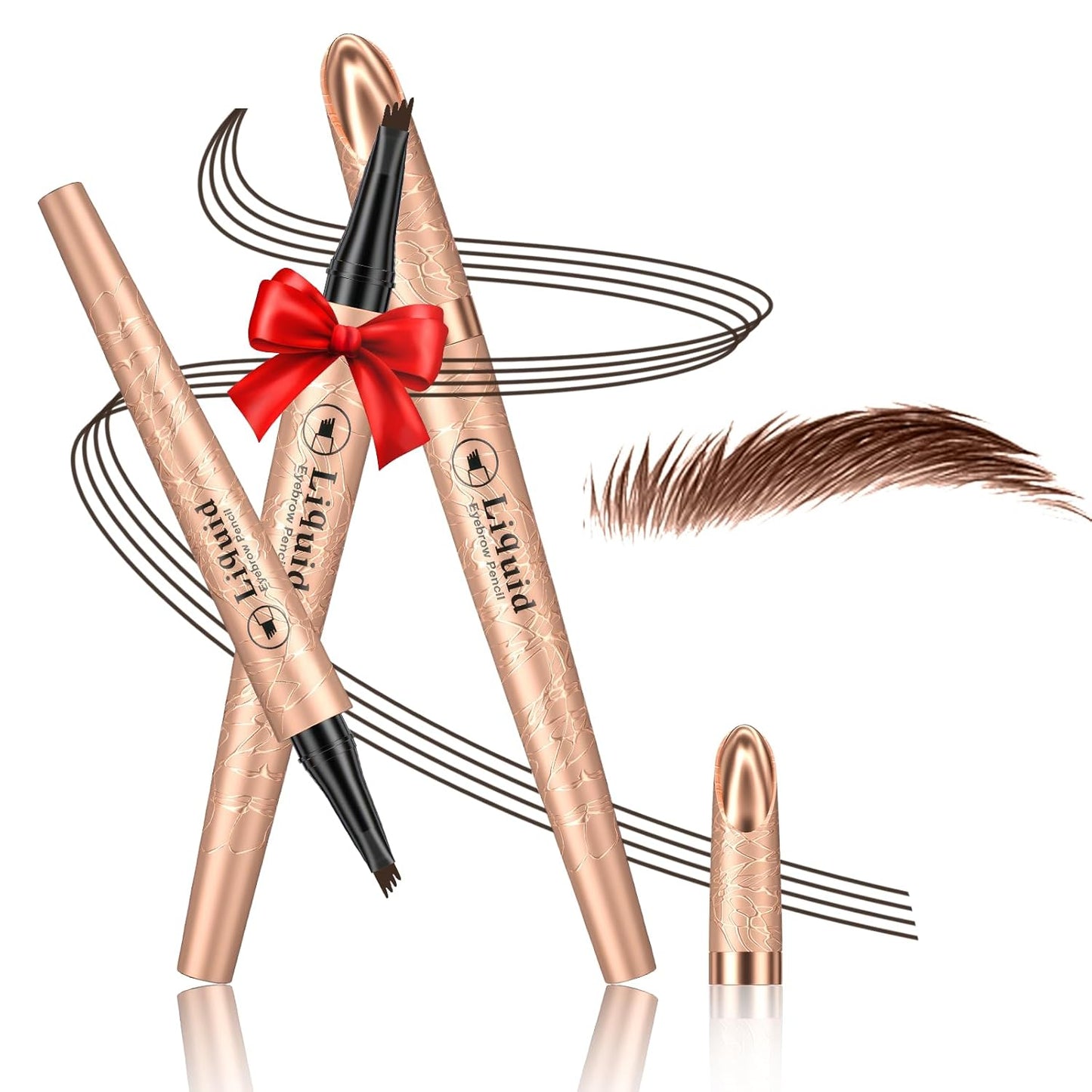 4D Liquid Eyebrow Pen - Microblading Pencil for Precise Brow Definition | Long-Lasting Waterproof (Black)