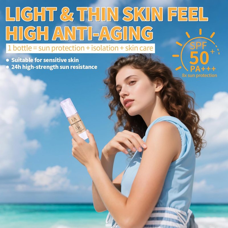 Sunscreen Foundation - Waterproof Liquid Foundation with SPF 50 | Lightweight 3-in-1 Full Coverage #101