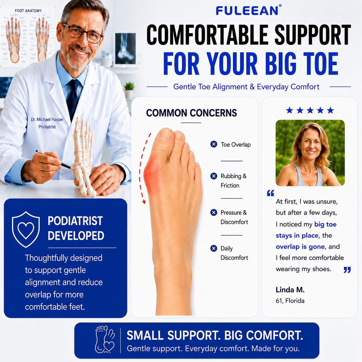 Big Toe Spacers - Hallux Valgus Corrector for Bunion Pain Relief | Comfortable Fit for Men & Women