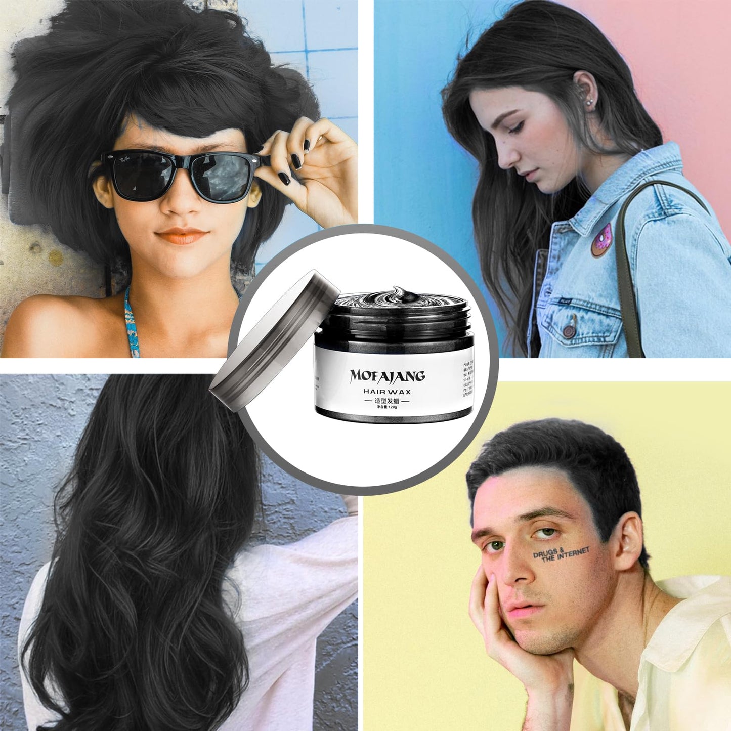 EFLY Hair Wax, 4.23 oz-Instant Hairstyle Cream Pomades for Party Cosplay Easy Cleaning, Black (1, Chemical-hair-dyes), Made of 100% Natural Ingredients