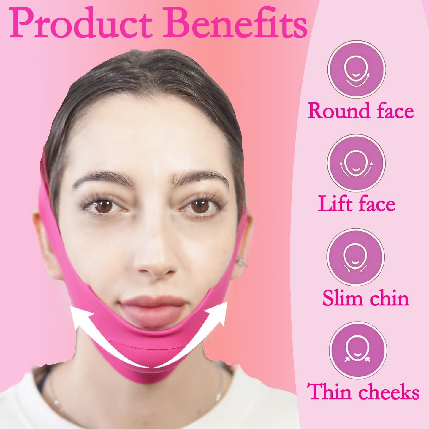 V Line Lifting Mask Chin Strap for Sleeping, Chin Strap, V Line Mask, Face Lifting Strap, Jawline Shaper, Jaw Strap, Double Chin Reducer,Face Lift Tape & Snoring Solution (Rose)