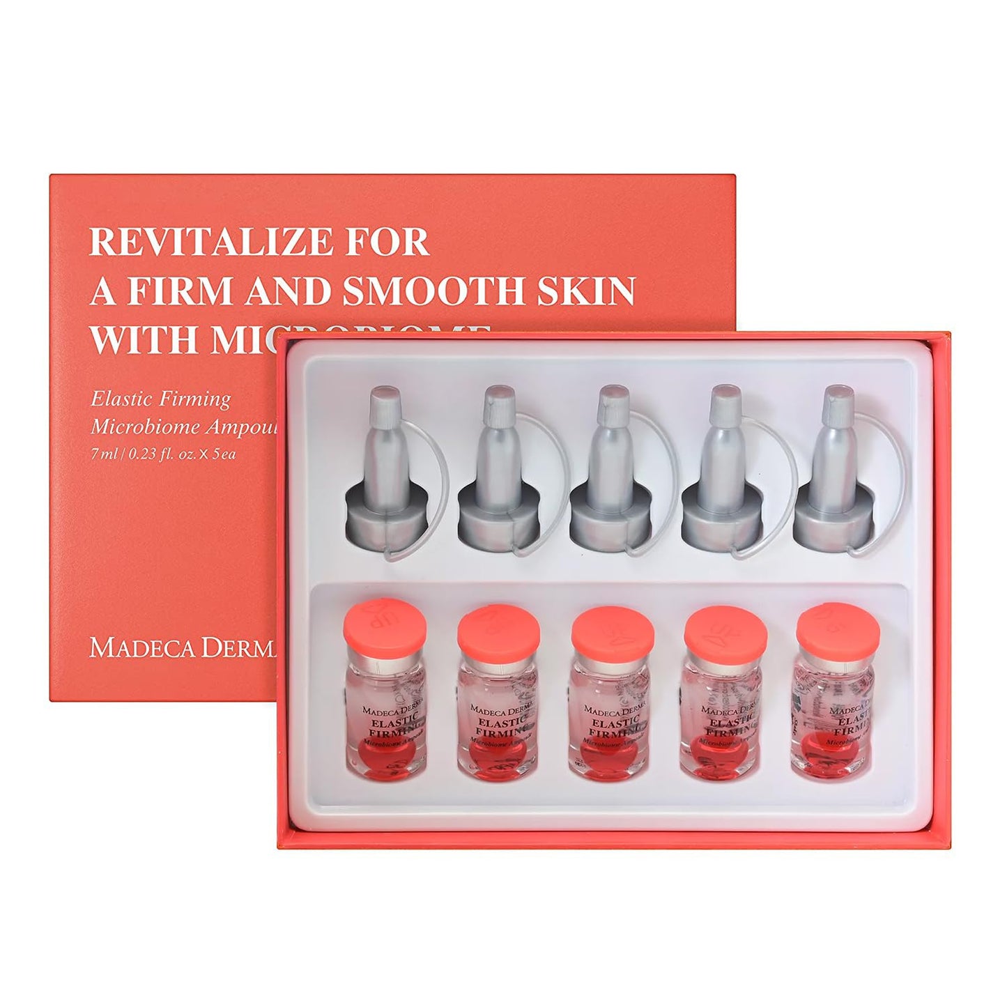 Madeca Derma Elastic Firming Microbiome Ampoule - Hydrating Korean Skincare with Hyaluronic Acid & Collagen | 0.23 fl oz x 5