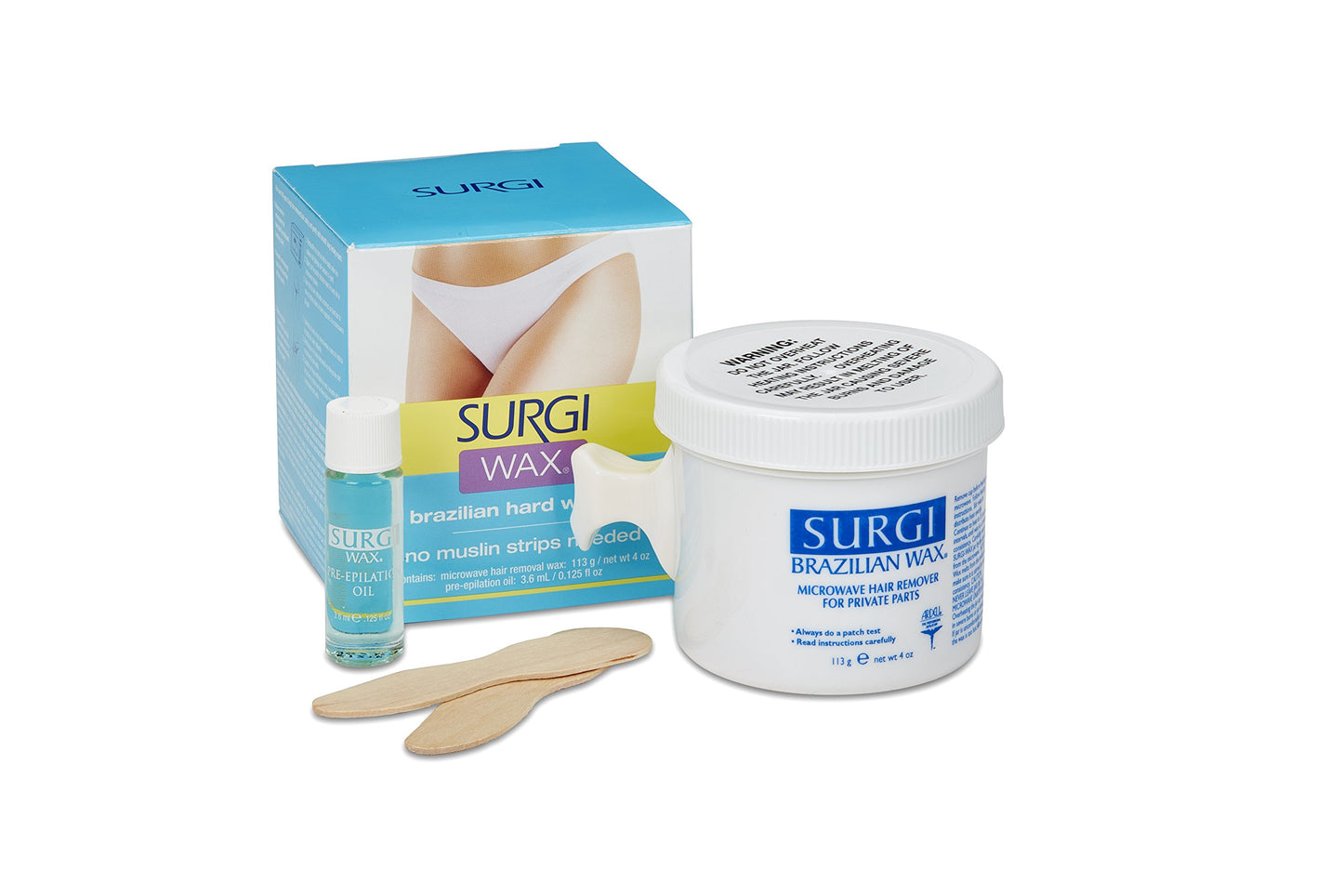 Surgiwax Brazilian Hard Wax Waxing Kit for Private Parts, 4 Ounce Boxes (Pack of 3)