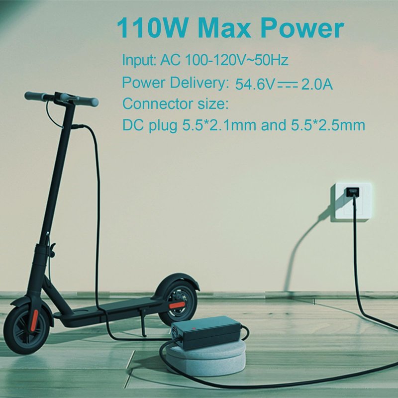 54.6V 2A Electric Charger for 48v Fast and Safe Charging of 13S Li-ion Battery