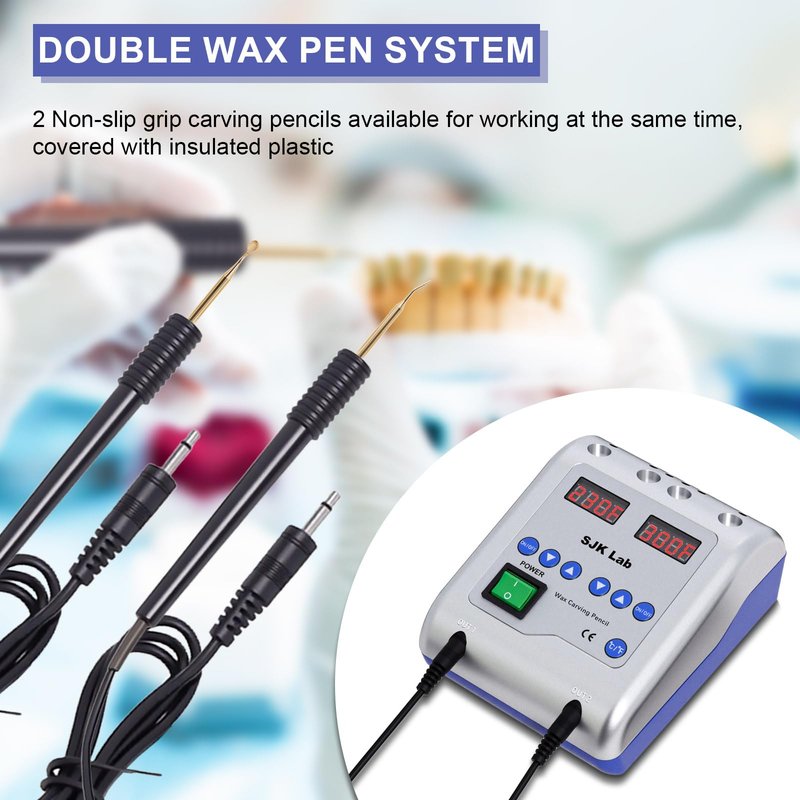Dental Electric Wax Carver with Wax Carving Pen Knife for Dental Lab Equipment Jewelry Wax Work, Dual-Pen Dentist Waxing Carving Pencils Handheld with 6 Wax Tips