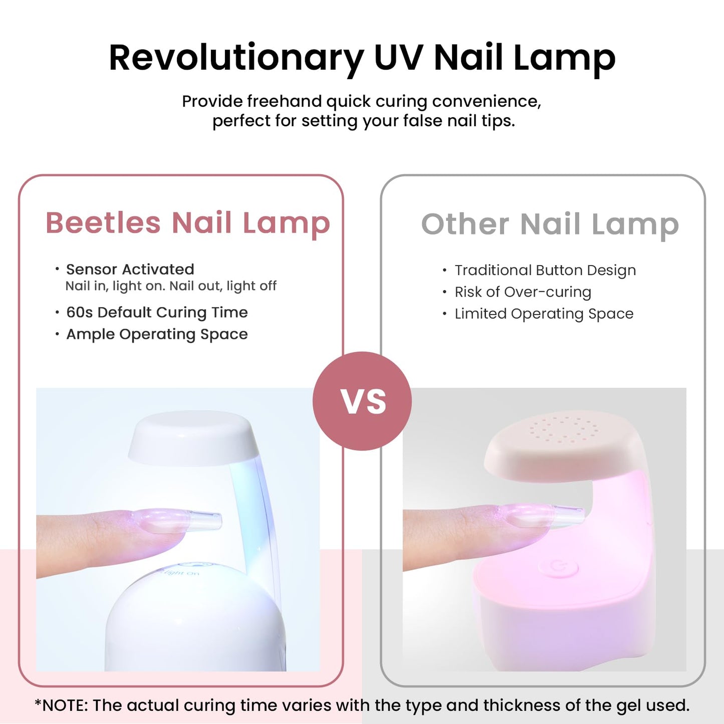 Beetles Gel Nail Kit Medium Square Gift Spree, with Dehydrator and Primer, 576Pcs Half Matte Etch-X Gel Nail Tips Solid Nail Glue Mini Lamp Acrylic Tips Easy DIY Extension Set Gift for Women