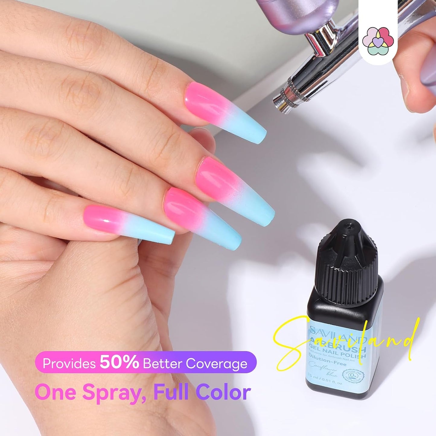 SAVILAND Airbrush Gel Polish Set | 12 Macaron Colors, HEMA & Acetone Free, 4-Week Wear for Nail Artists