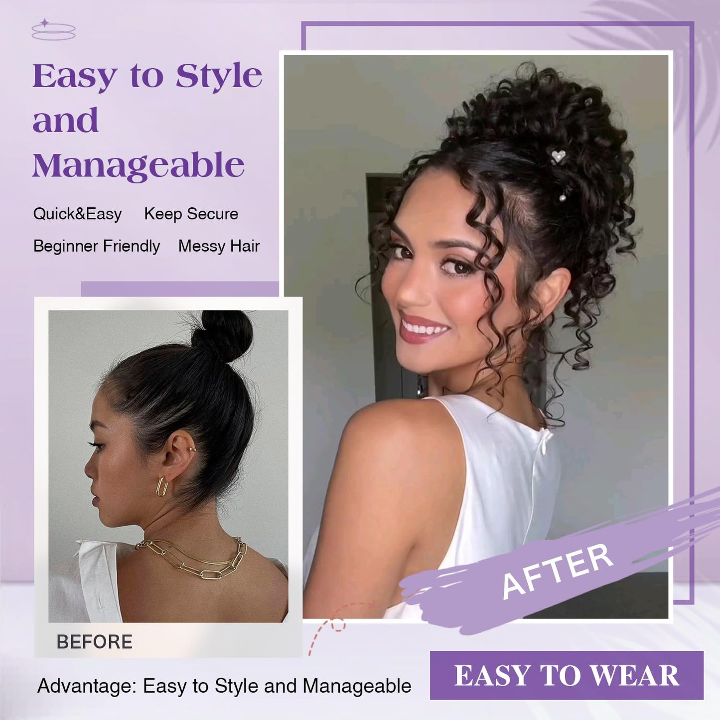 Kinky Curly Grey Drawstring Ponytail Extension - 10 Inch Ombre Salt and Pepper Hair Piece for Black Women
