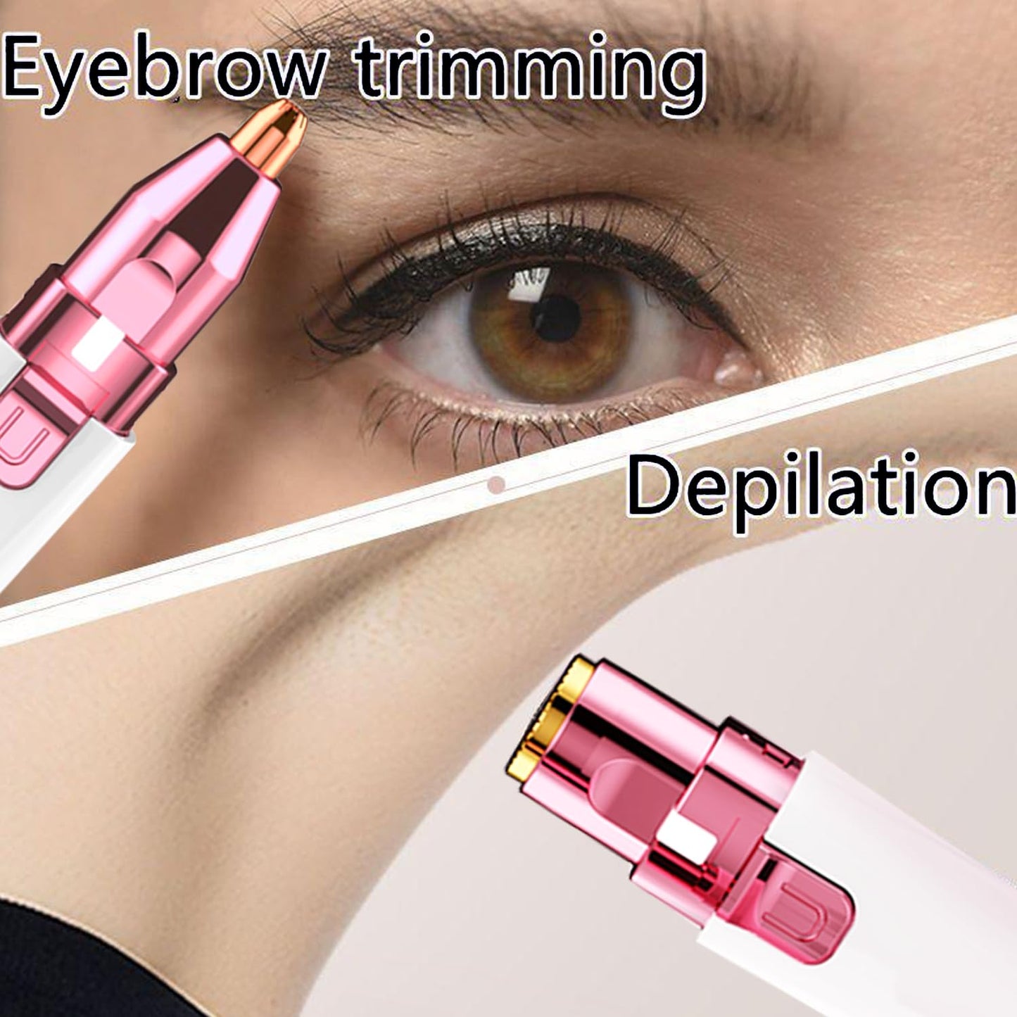 Facial Hair Remover for Women - White USB Rechargeable Eyebrow Trimmer & Face Shaver with LED Light, 2-in-1 Hair Removal Device for Smooth Skin