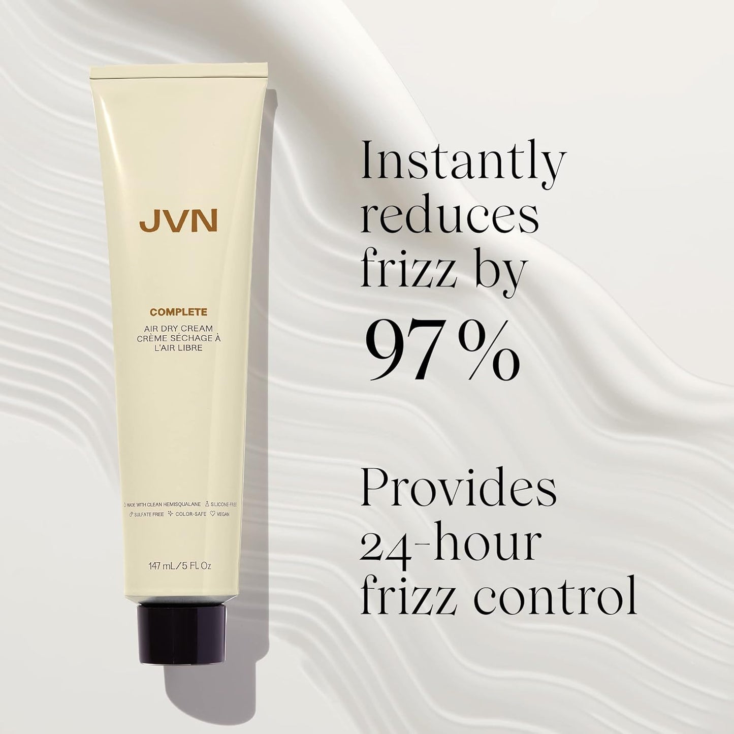 JVN No Heat Air Dry Cream - Hair Smoothing & Curl Enhancer, 5 Fl Oz | Silicone-Free, Natural Texture