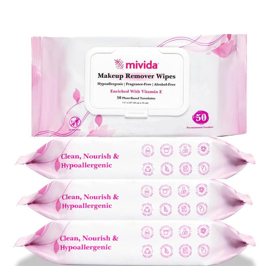 Hypoallergenic Makeup Remover Wipes - 200 Count Bulk Pack | Vitamin E, Fragrance-Free & Alcohol-Free for Sensitive Skin