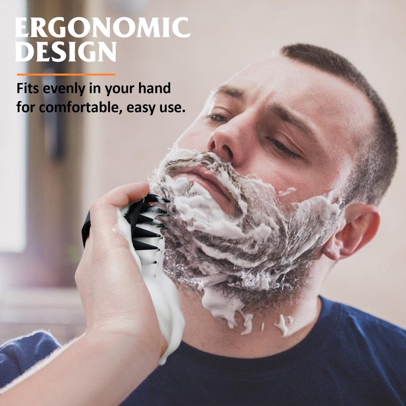 YEALIR Beard Scrubber & Hook - Silicone Beard Brush for Deep Cleaning and Exfoliation, Helps Reduce Dandruff & Itching, Non-Slip Handle & Soft Durable Longer Bristles