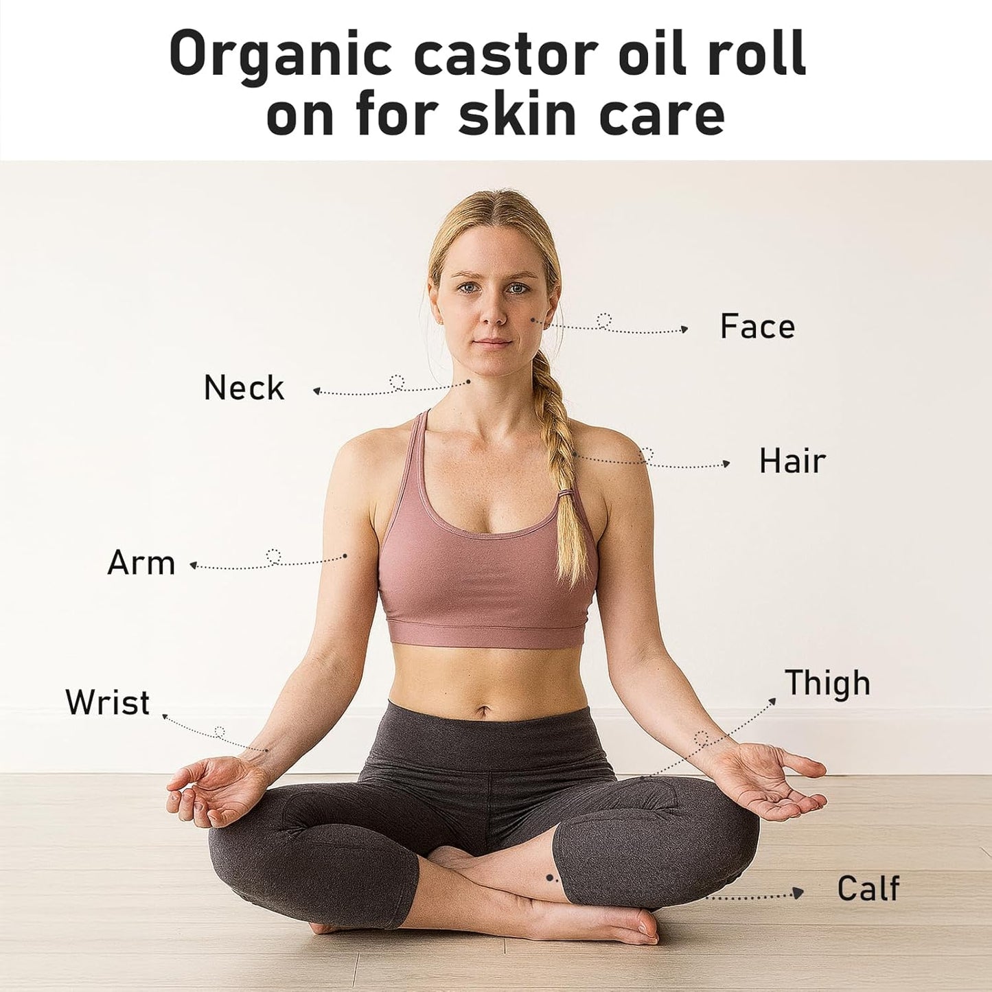 Organic Castor Oil Rose Quartz Roller - 100% Pure Hydrating Roll-On for Radiant Skin | 1.7oz