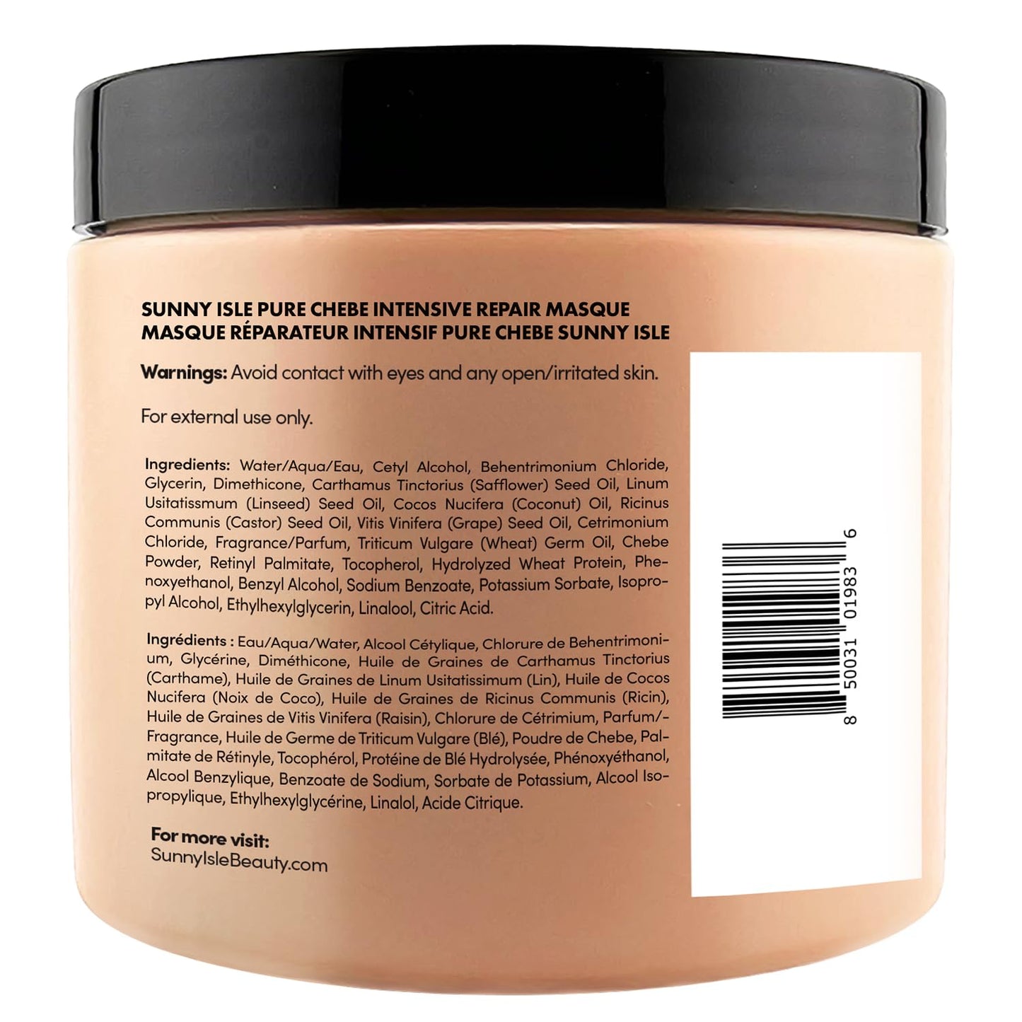 Sunny Isle Pure Chebe Intensive Repair Masque - Infused with Chebe & Jamaican Black Castor Oil - 16 oz