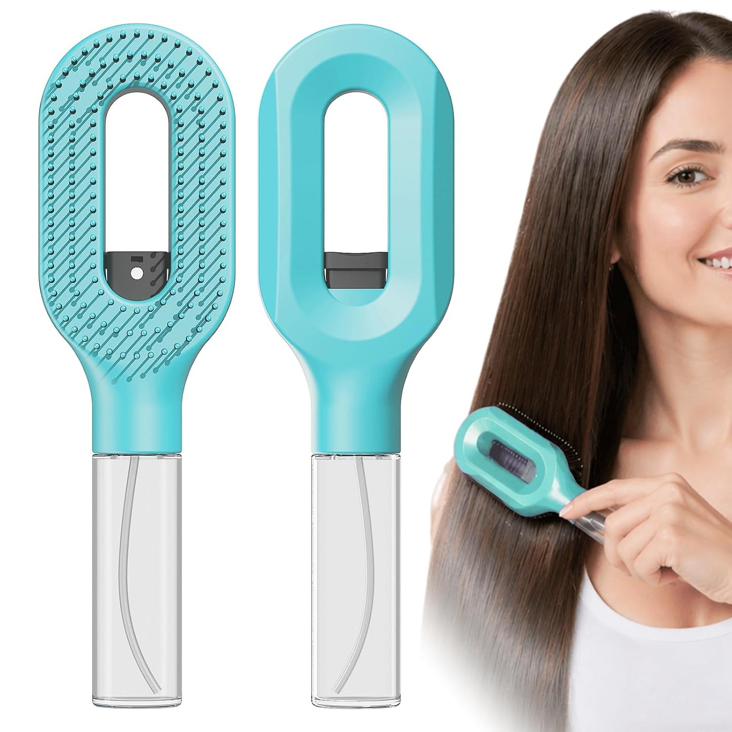 Detangling Hair Brush with Water Spray - Portable Fine Mist Tool for Curly Thick Hair | Lightweight Wet & Dry Styling, Orange