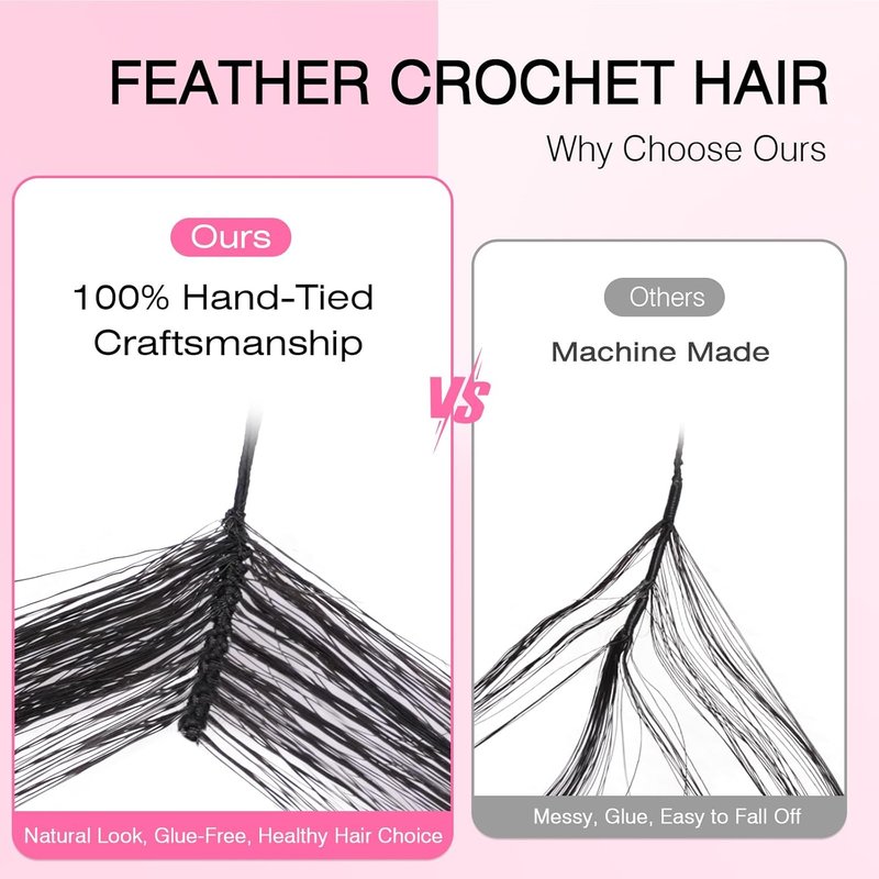 Miracle Knots Deep Wave Crochet Hair Extensions - 14" Hand-Tied Synthetic, 150 Strands Soft Cotton Core, Glue-Free Knotless (Natural Black)