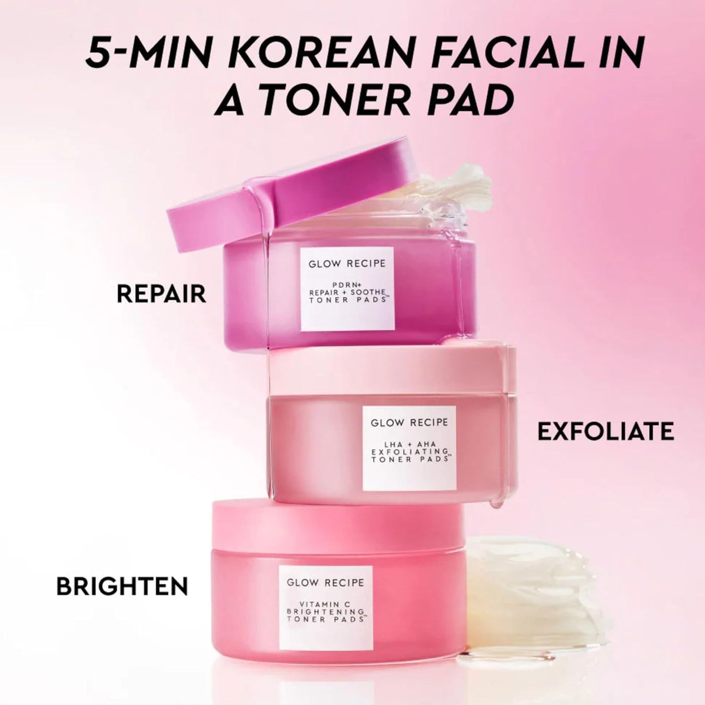 Glow Recipe Toner Pads Kit - 12-Piece Korean Exfoliating & Soothing Facial Treatment | Fragrance-Free for Sensitive Skin