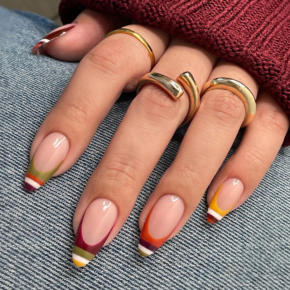 Polka Dot Press-On Nails - Short Almond Nude Chrome | Reusable Full Cover with Glazed Finish & White Dots