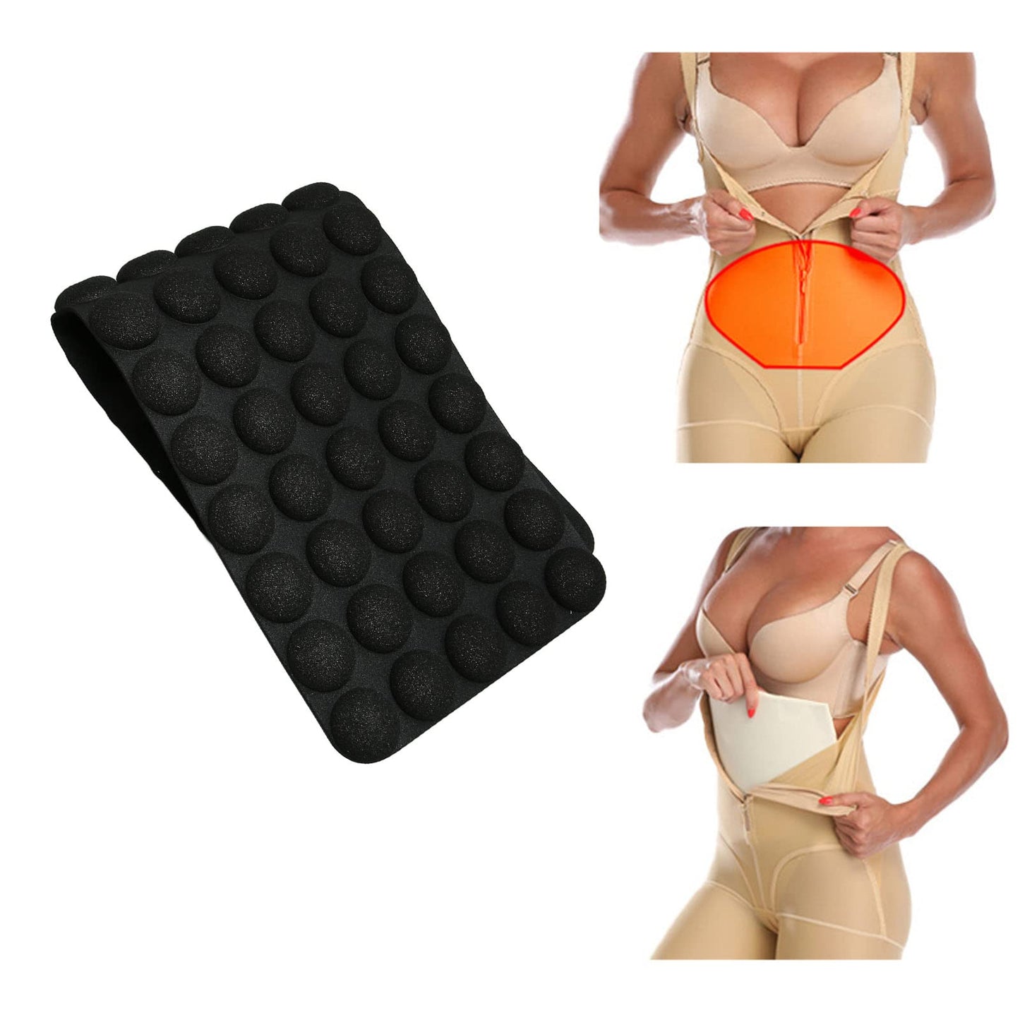 Abdominal Compression Board, Ab Board Post Surgery Suction, Flexible Post Surgery Recovery Suction Foam Belly Flattening Ab Board Protector for Women (Black)