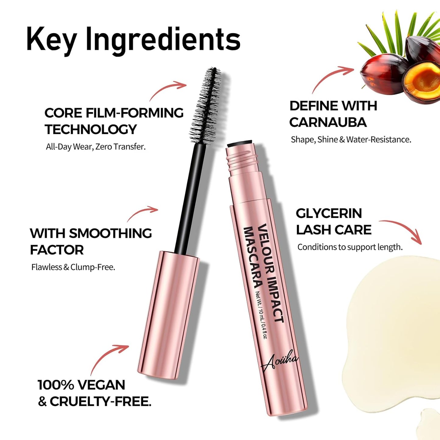 Liquid Lash Extensions Mascara - Lengthening & Volumizing Tubing Formula for Instant Lift | Smudge-Proof & Nourishing for Sensitive Eyes