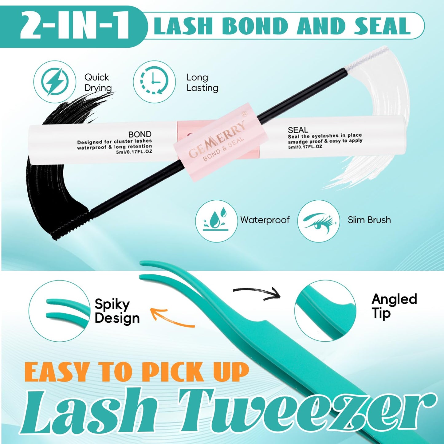 GEMERRY Eyelash Extensions Kit Wispy Natural Eyelash Clusters Kit Cluster Lashes Wispy Individual Extension 8-16MM Soft & Lightweight, DIY Lash Extensions with Lash Bond and Seal,Tweezers