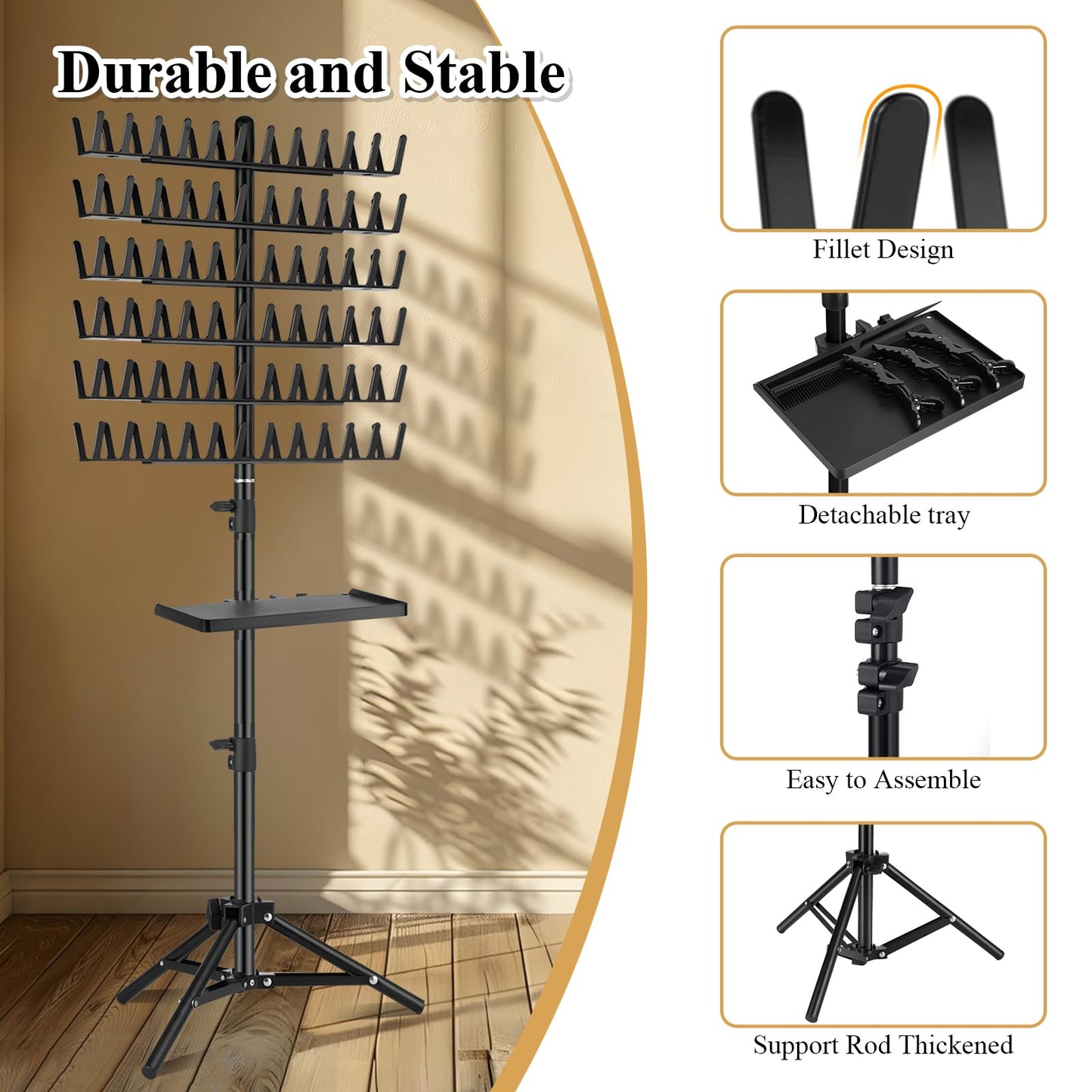 OLMRJKD Braiding Rack with Tray, 144 Pegs Height Adjustable, 2-side Hair Extension Holder, Hair Stand with Stylist Tools for Salon/Home/Travel (Black)