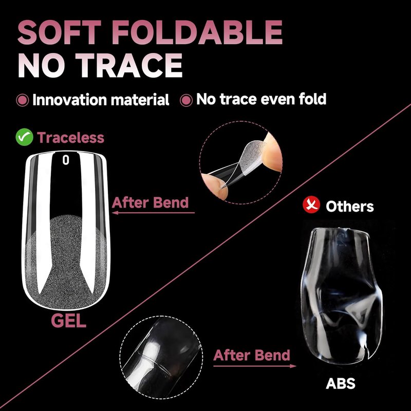 Medium Square Gel Nail Tips - Half Matte 312pcs Full Cover Acrylic Nails for DIY Art | 12 Sizes Available