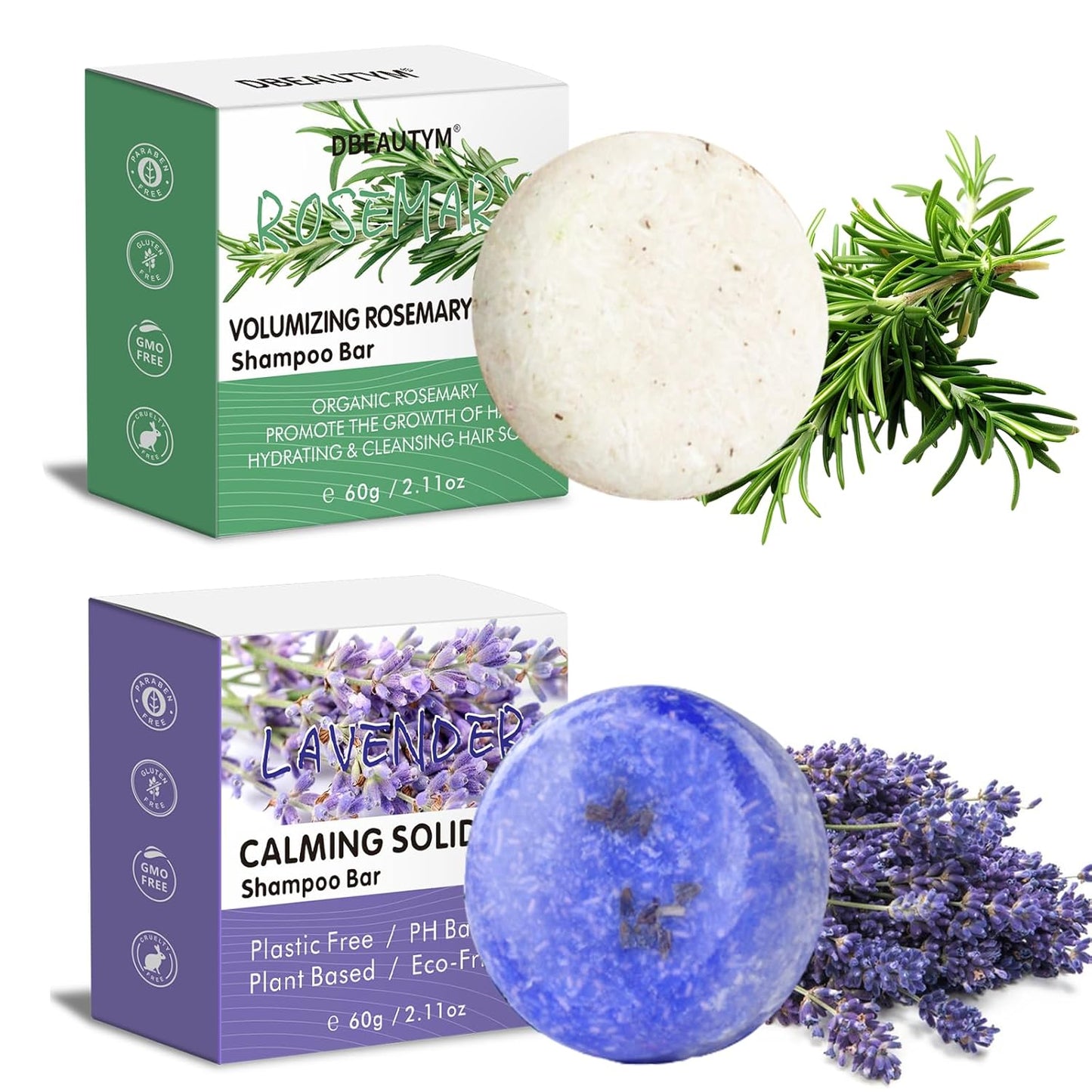 Rosemary Shampoo Bar - Organic Hair Growth & Scalp Cleansing | 2 Pack, Refreshing Solid Soap for Women’s Gifts