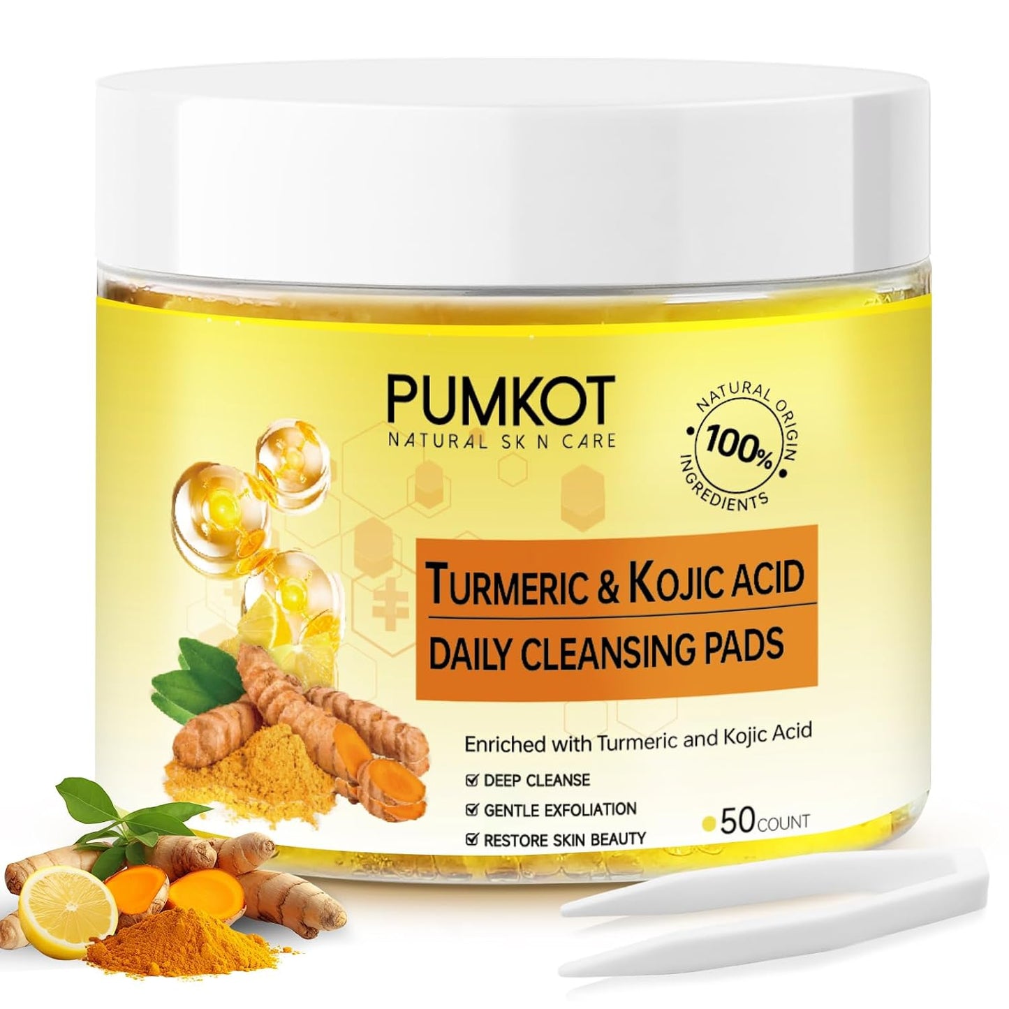 Turmeric Kojic Acid Cleansing Pads - Exfoliating Face Scrub Pads | 60 Count