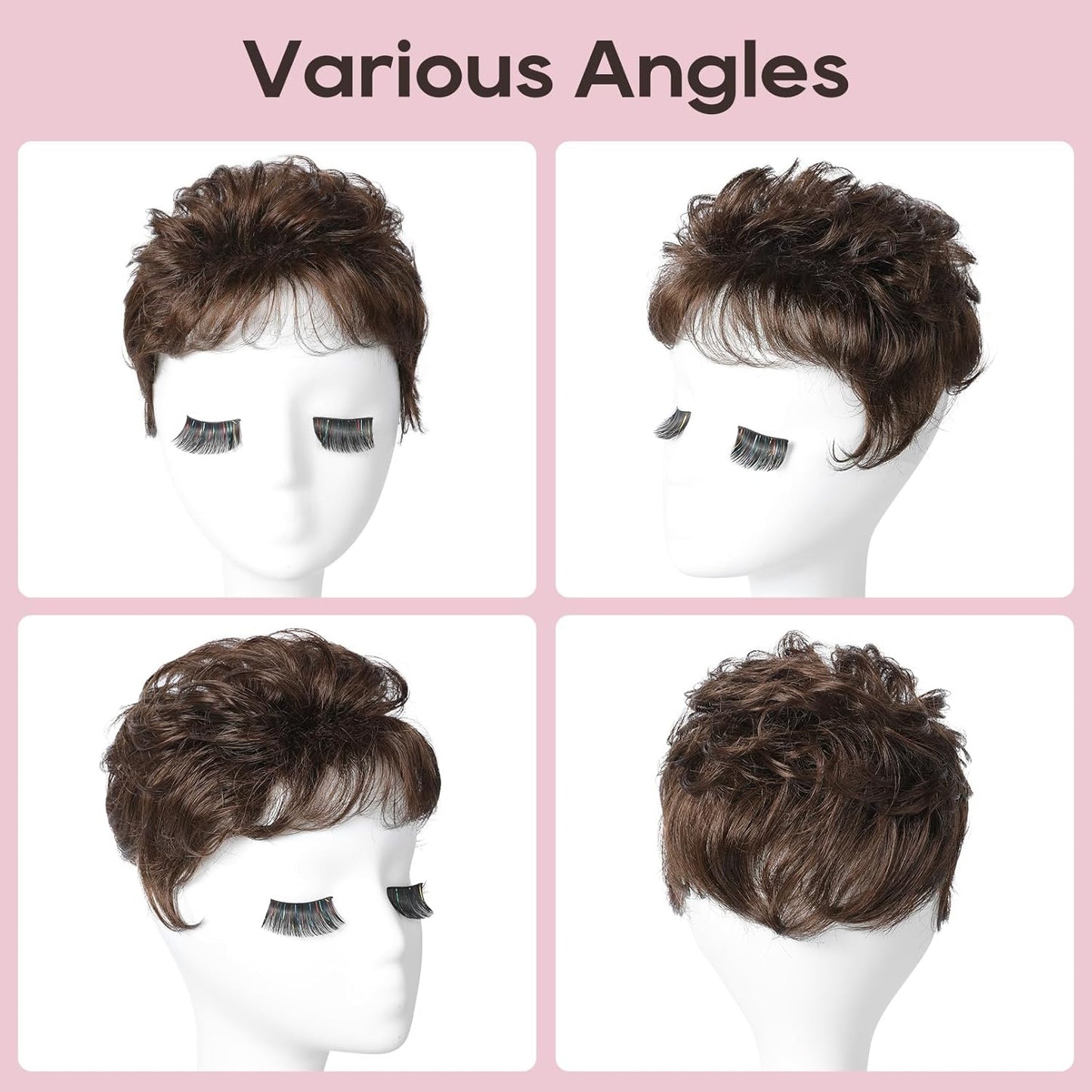 Hair Topper for Women | Short Synthetic Wiglet with Large Coverage - Dark Chocolate Brown