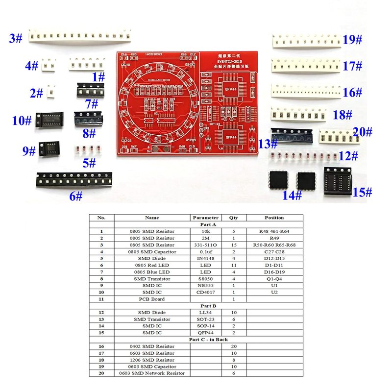 ISolderStore Soldering Practice Kit 4 Kits SMD SMT Kit DIY Electronic DIY Kits Soldering Project Soldering Training Board All in One