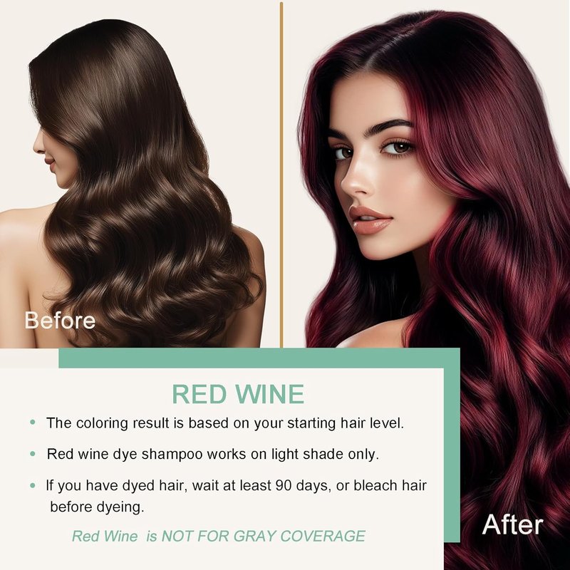 Red Hair Dye Shampoo - Instant Burgundy Color for Gray Coverage | Easy to Use 16.90 Fl Oz
