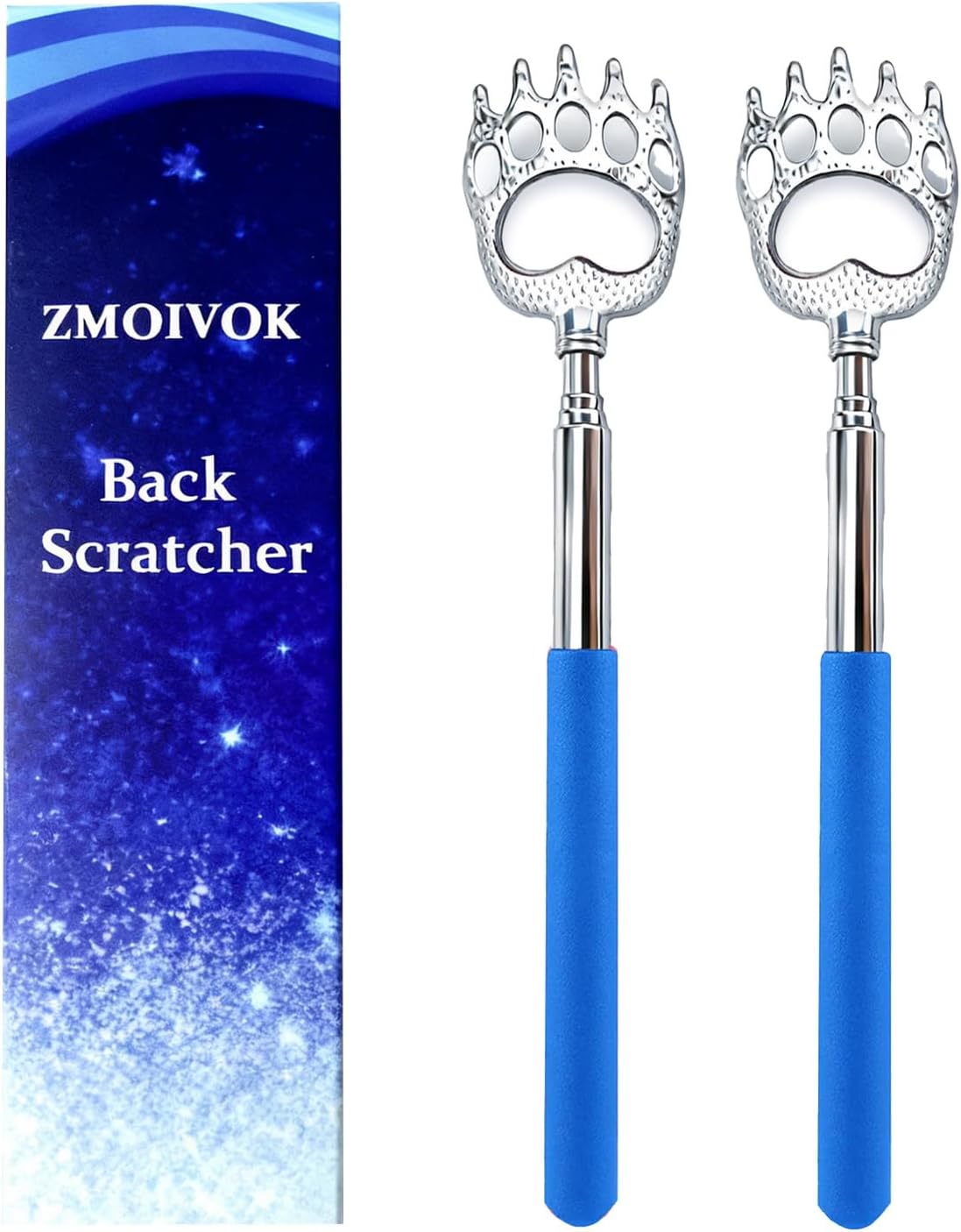 Extendable Metal Bear Claw Back Scratcher - 2 Pcs Set | Perfect for Men, Women, Adults - Red