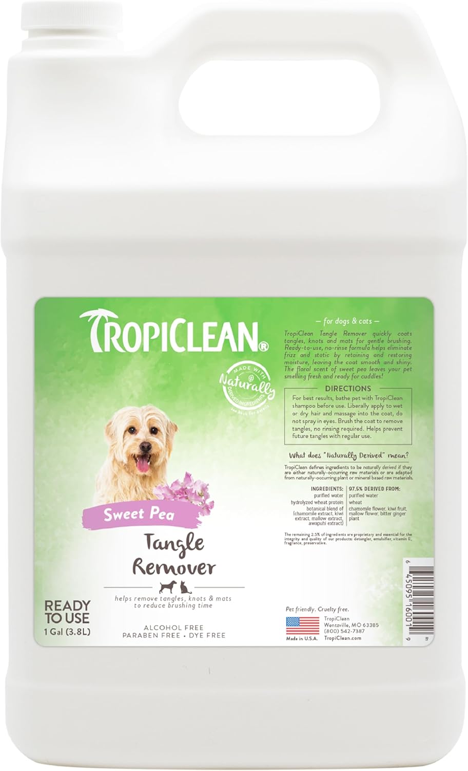 TropiClean Dog Detangler Spray - Leave-In Conditioner for Doodles & All Coat Types | 16 oz, Sweet Scent