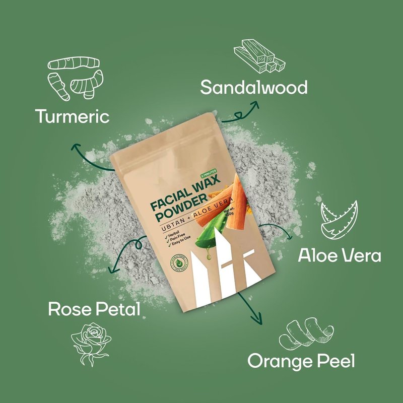 Farmvedic Painless Herbal Facial Hair Remover Wax Powder for Women, with Turmeric, Ubtan & Aloevera, No Harmful Chemicals, No Irritation, No Skin Rashes, 100g (100g (Pack of 1))