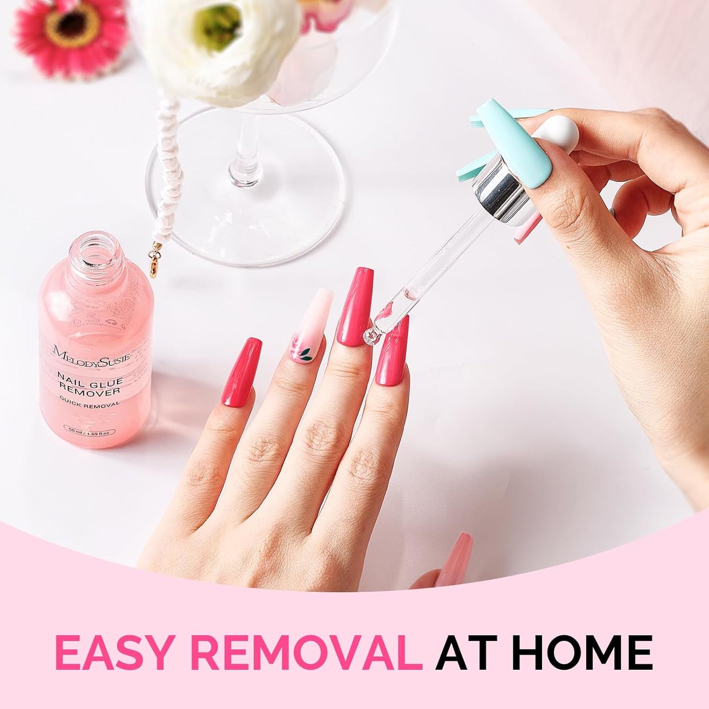 MelodySusie Nail Glue Remover - Acetone-Free Formula for Press-On Nails | Gentle & Multi-Functional 50ML