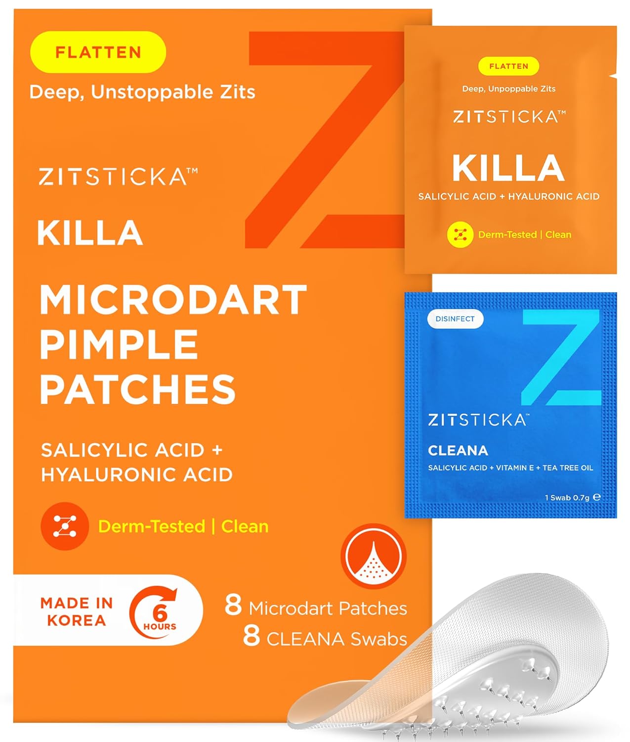 ZitSticka Killa Microdart Pimple Patches - Fast-Acting Salicylic Acid Treatment for Deep Zits | Regular 8 Count
