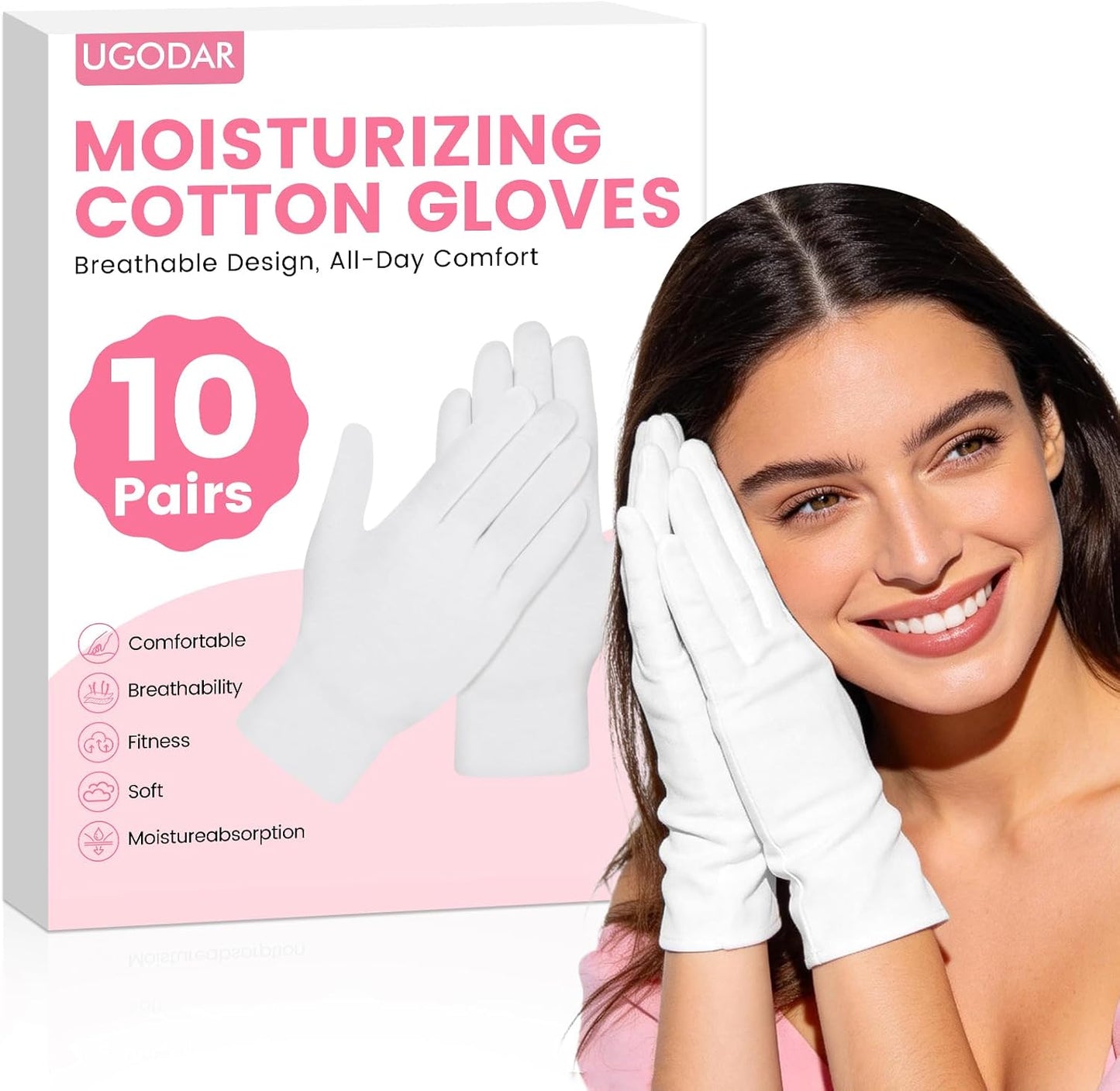 Cotton Gloves for Dry Hands - 20 Pcs Soft Moisturizing Spa Gloves for Eczema & Skin Care | Stretchable for Men & Women