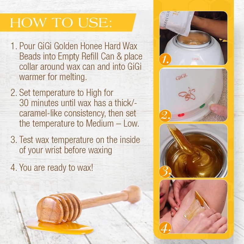 GiGi Golden Honee All Purpose Hard Wax Beads and Refill Can, 14 oz