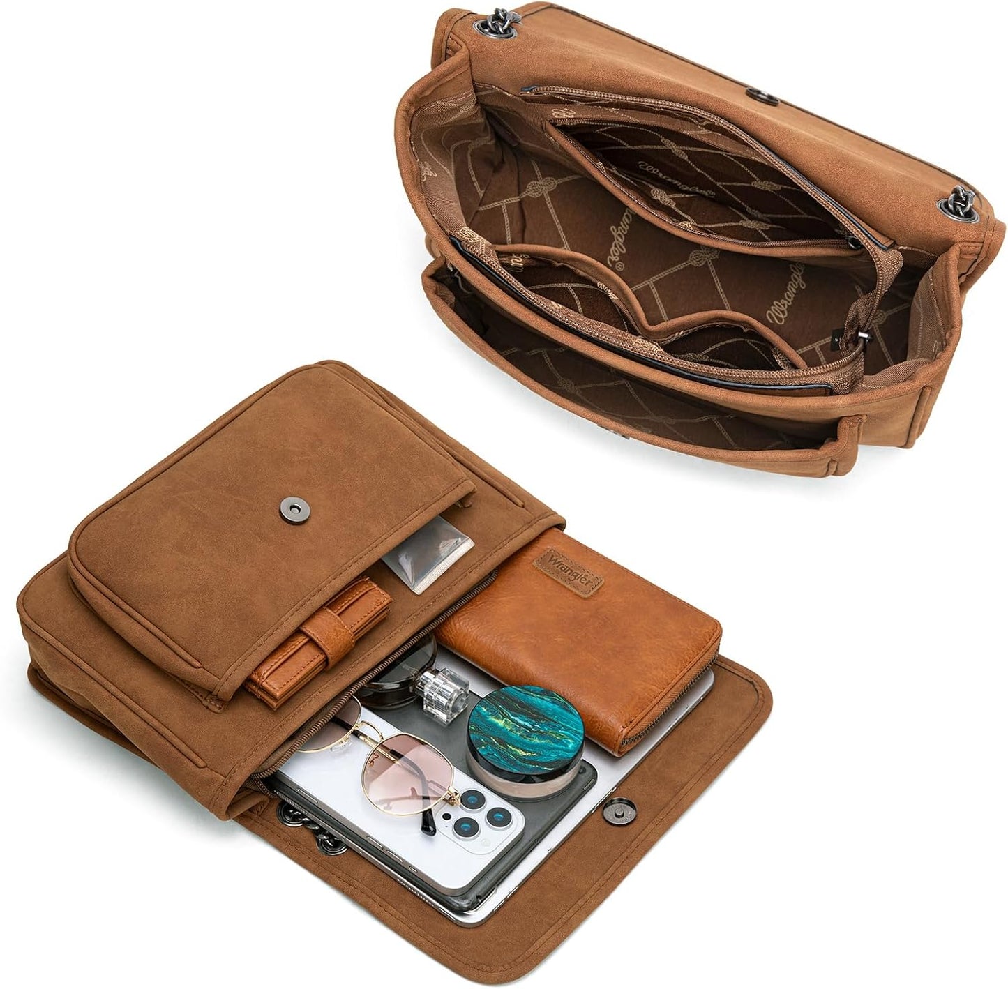 Wrangler Women's Retro Shoulder Bag - Stylish Crossbody Purse with Chain Strap