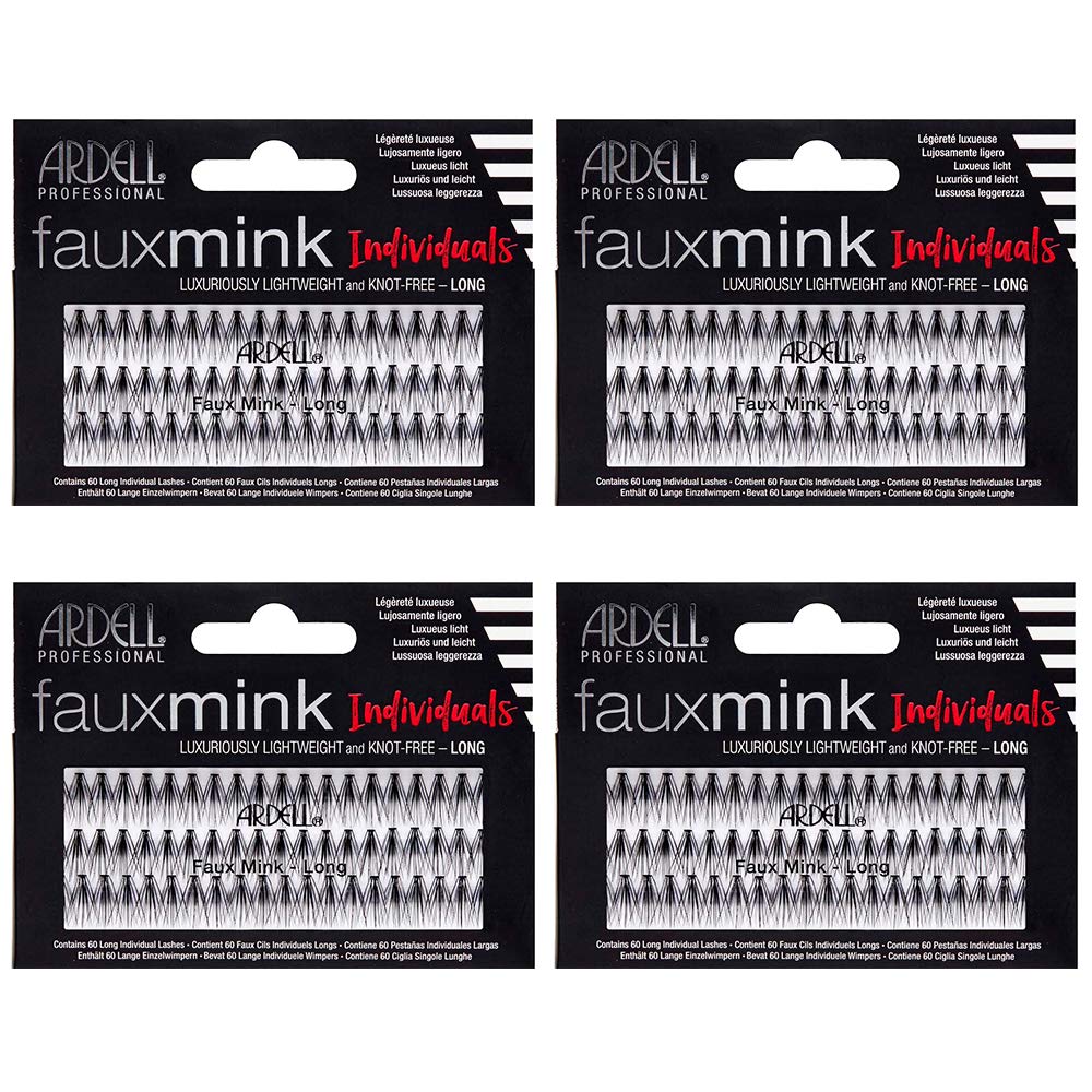 Faux Mink False Eyelashes - Individual Short Lash Clusters for Natural Look | 4 Pack, Black