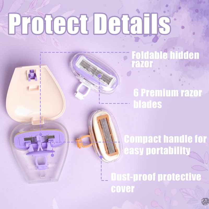 AMZFAVOR Travel Razor for Women, Pink Disposable Travel Razor Kit Sensitive Skin Razors for Women Business Travels Vacation Essentials