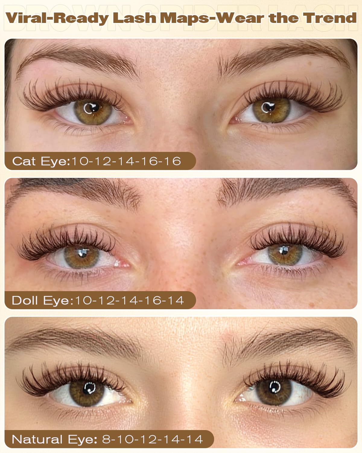 Brown Spider Lash Clusters - Natural Fluffy Eyelash Extensions | 8-16MM Wispy D Curly Dark Brown Lashes for DIY Beginners