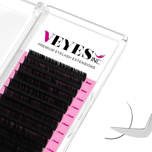 VEYES INC Classic Volume Lash Extensions 0.03-0.20 J/B/L/C/CC/D/DD Curl 5-25mm Mixed & Single Length Tray, Premium Silk Eyelashes, Professional Supplies for Lash Techs(Matte Black 0.15 C 8-16mm)