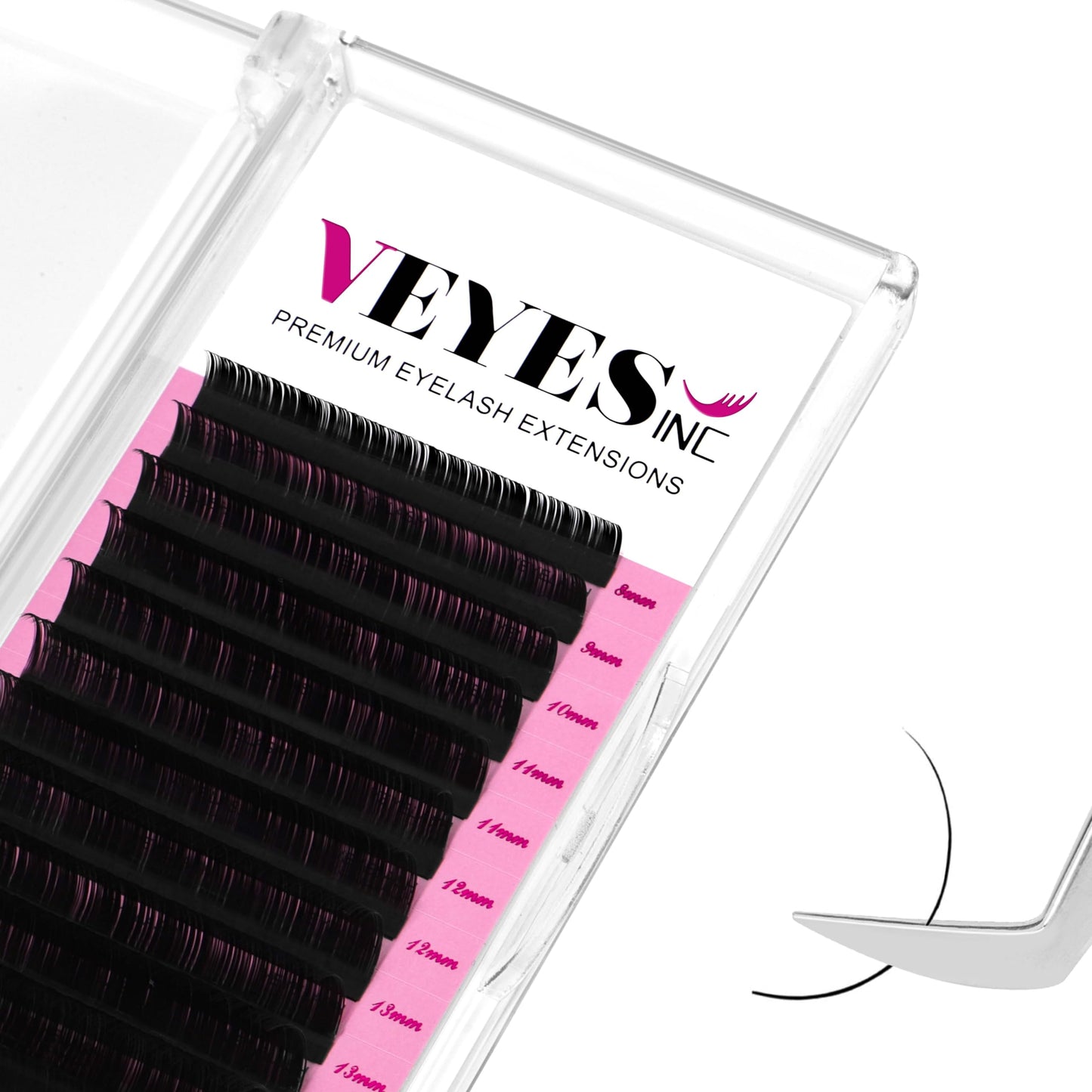 VEYES INC Classic Volume Lash Extensions 0.03-0.20 J/B/L/C/CC/D/DD Curl 5-25mm Mixed & Single Length Tray, Premium Silk Eyelashes, Professional Supplies for Lash Techs(Matte Black 0.05 J 8-16mm)